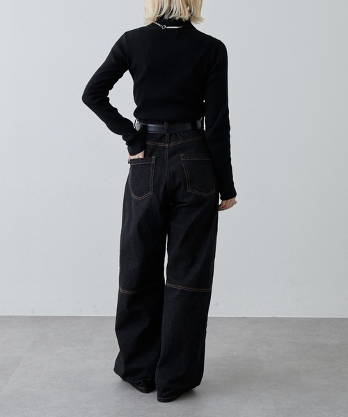 Lui's（ルイス）の「切替デザインワイドデニムパンツ（デニムパンツ・レディース・インディゴブルー/ブラック・36/38）」の21枚目の写真