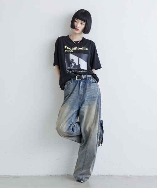 Lui's（ルイス）の「切替デザインワイドデニムパンツ（デニムパンツ