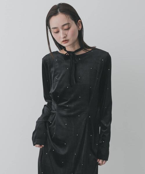 SENSE OF PLACE by URBAN RESEARCH（センスオブプレイスバイアーバンリサーチ）の「ドットシシュウベロアワンピース（ワンピース・レディース・ブラック/ブラウン・S/ONE）」の3枚目の写真