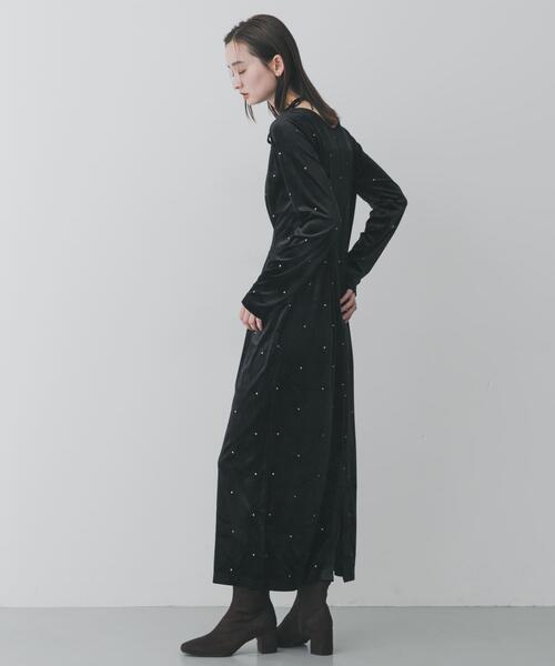 SENSE OF PLACE by URBAN RESEARCH（センスオブプレイスバイアーバンリサーチ）の「ドットシシュウベロアワンピース（ワンピース・レディース・ブラック/ブラウン・S/ONE）」の5枚目の写真