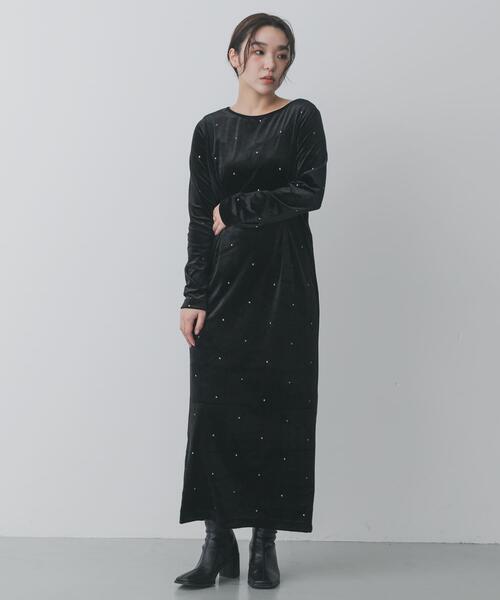 SENSE OF PLACE by URBAN RESEARCH（センスオブプレイスバイアーバンリサーチ）の「ドットシシュウベロアワンピース（ワンピース・レディース・ブラック/ブラウン・S/ONE）」の8枚目の写真