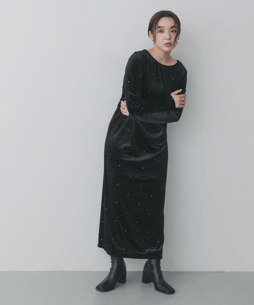 SENSE OF PLACE by URBAN RESEARCH（センスオブプレイスバイアーバンリサーチ）の「ドットシシュウベロアワンピース（ワンピース・レディース・ブラック/ブラウン・S/ONE）」の9枚目の写真