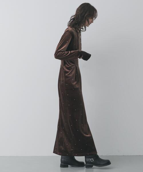 SENSE OF PLACE by URBAN RESEARCH（センスオブプレイスバイアーバンリサーチ）の「ドットシシュウベロアワンピース（ワンピース・レディース・ブラック/ブラウン・S/ONE）」の18枚目の写真