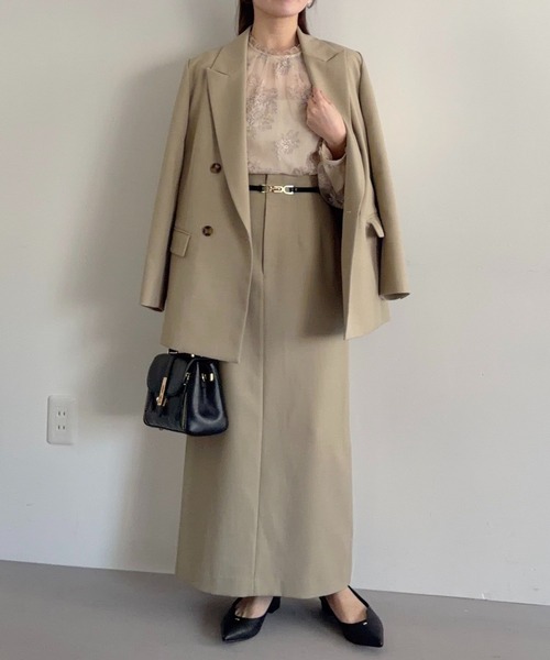 mysty woman（ミスティウーマン）の「ピークドラペルジャケット 636937（テーラードジャケット・レディース・ベージュ系その他/ベージュ/ネイビー・FREE）」の19枚目の写真