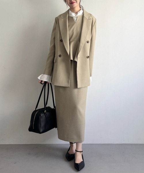 mysty woman（ミスティウーマン）の「ピークドラペルジャケット 636937（テーラードジャケット・レディース・ベージュ系その他/ベージュ/ネイビー・FREE）」の21枚目の写真
