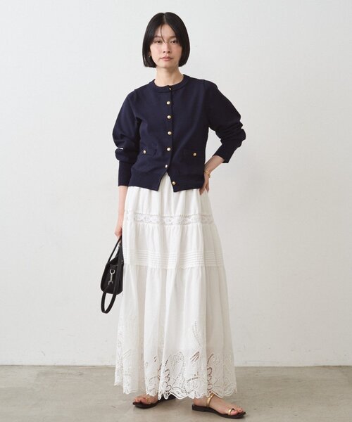 LOUNGEDRESS（ラウンジドレス）の「レースティアードスカート（スカート・レディース・オフホワイト/ブラック・FREE）」の4枚目の写真