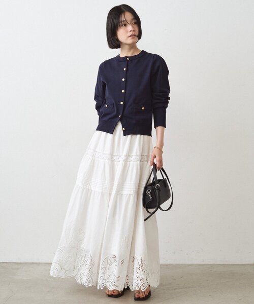 LOUNGEDRESS（ラウンジドレス）の「レースティアードスカート（スカート・レディース・オフホワイト/ブラック・FREE）」の5枚目の写真