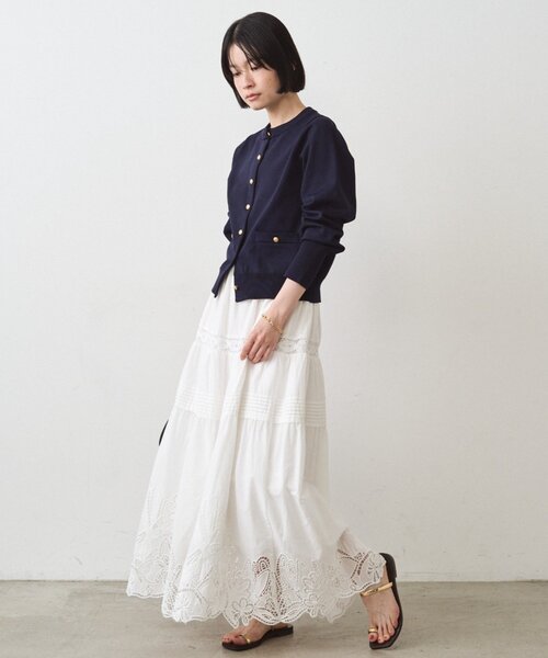 LOUNGEDRESS（ラウンジドレス）の「レースティアードスカート（スカート・レディース・オフホワイト/ブラック・FREE）」の6枚目の写真