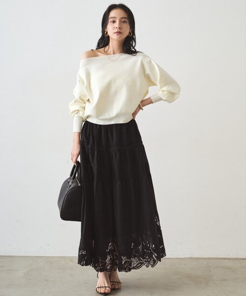 LOUNGEDRESS（ラウンジドレス）の「レースティアードスカート（スカート・レディース・オフホワイト/ブラック・FREE）」の16枚目の写真