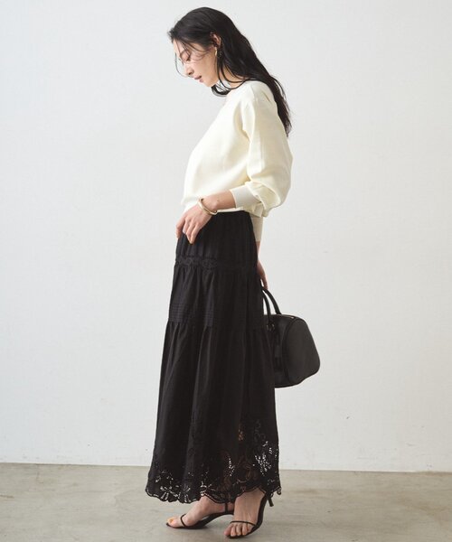 LOUNGEDRESS（ラウンジドレス）の「レースティアードスカート（スカート・レディース・オフホワイト/ブラック・FREE）」の17枚目の写真