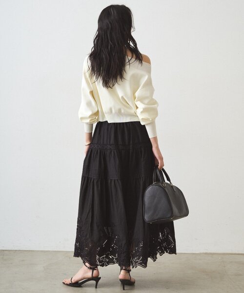 LOUNGEDRESS（ラウンジドレス）の「レースティアードスカート（スカート・レディース・オフホワイト/ブラック・FREE）」の18枚目の写真