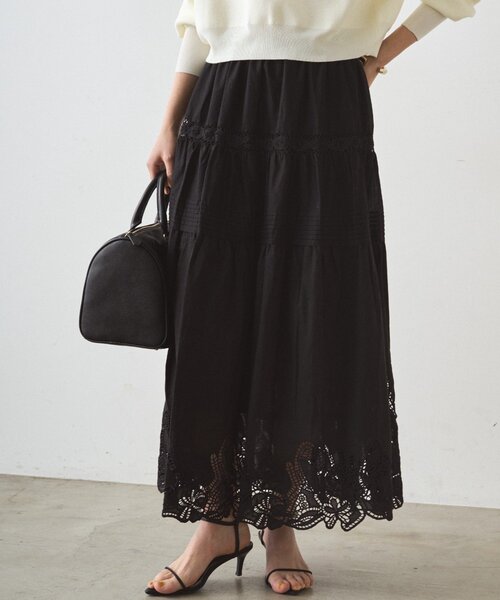 LOUNGEDRESS（ラウンジドレス）の「レースティアードスカート（スカート・レディース・オフホワイト/ブラック・FREE）」の20枚目の写真