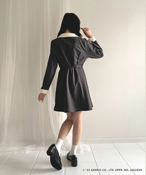 F i.n.t（フィント）の「カットワークレイヤード風クレリックワンピース/クロミ（ワンピース・レディース・ブラック・FREE）」の4枚目の写真