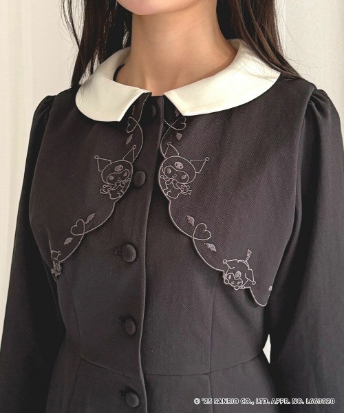 F i.n.t（フィント）の「カットワークレイヤード風クレリックワンピース/クロミ（ワンピース・レディース・ブラック・FREE）」の5枚目の写真