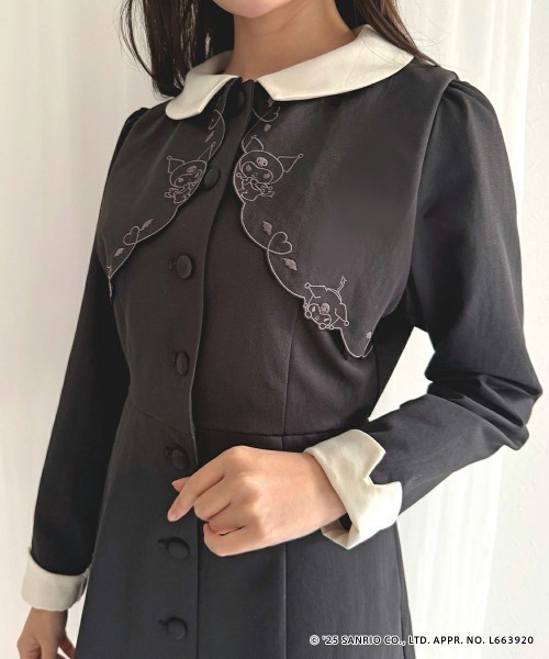 F i.n.t（フィント）の「カットワークレイヤード風クレリックワンピース/クロミ（ワンピース・レディース・ブラック・FREE）」の6枚目の写真