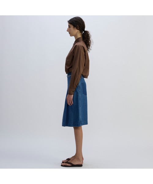 CURRENTAGE(カレンテージ)の「Denim Skirt(デニムスカート・レディース・インディゴブルー/ホワイト・1/2)」の3枚目の写真