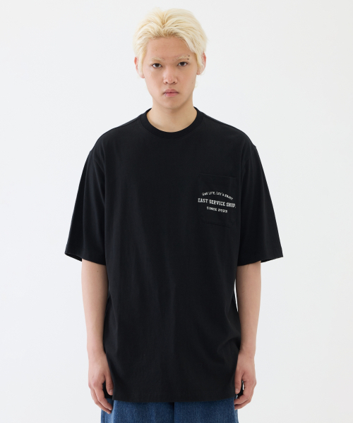eastserviceshop(イーストサービスショップ)の「Stamp Pocket Half T - Black(Tシャツ/カットソー・レディース・ブラック・SMALL/MEDIUM/LARGE)」の5枚目の写真