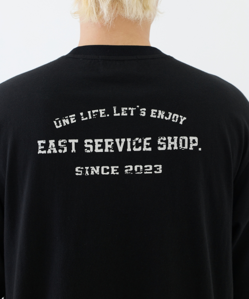 eastserviceshop(イーストサービスショップ)の「Stamp Pocket Half T - Black(Tシャツ/カットソー・レディース・ブラック・SMALL/MEDIUM/LARGE)」の3枚目の写真