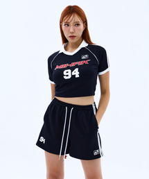 94 フットボールクロップジャージTシャツ (ブラック)