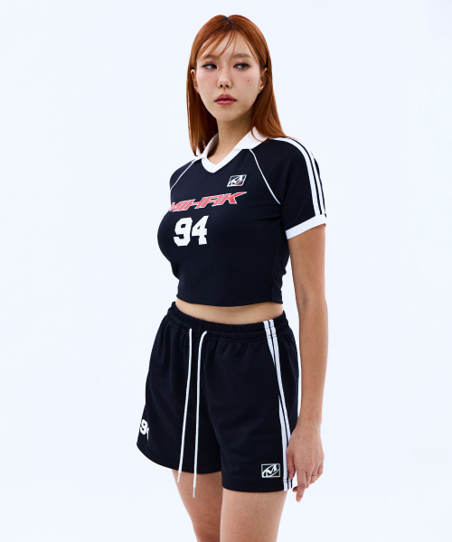 MIHAK（ミハク）の「94 フットボールクロップジャージTシャツ (ブラック)（Tシャツ/カットソー・レディース・その他・1/2）」の4枚目の写真
