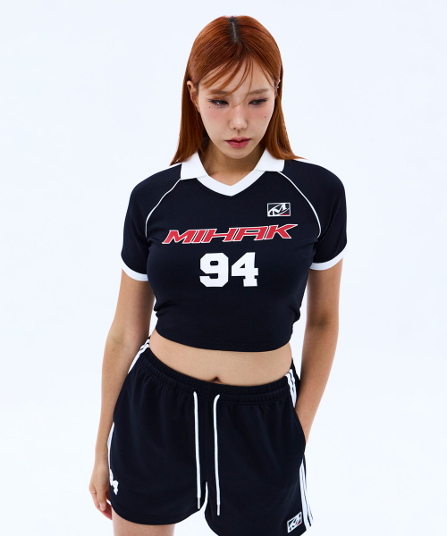 MIHAK（ミハク）の「94 フットボールクロップジャージTシャツ (ブラック)（Tシャツ/カットソー・レディース・その他・1/2）」の6枚目の写真