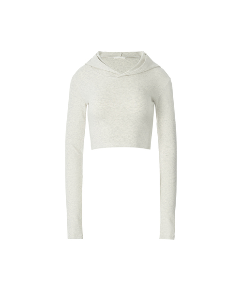 A.R.U（エイアールユー）の「SLIM HOOD CROP TOP（パーカー・レディース・ブラック/レッド/ピンク/アイボリー/オートミール・SMALL/MEDIUM）」の3枚目の写真
