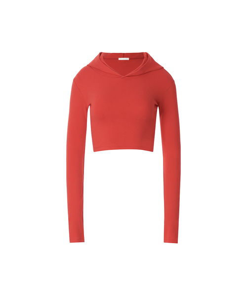 A.R.U（エイアールユー）の「SLIM HOOD CROP TOP（パーカー・レディース・ブラック/レッド/ピンク/アイボリー/オートミール・SMALL/MEDIUM）」の5枚目の写真