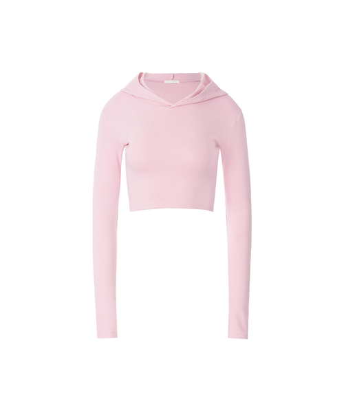 A.R.U（エイアールユー）の「SLIM HOOD CROP TOP（パーカー・レディース・ブラック/レッド/ピンク/アイボリー/オートミール・SMALL/MEDIUM）」の4枚目の写真