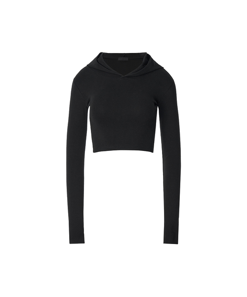 A.R.U（エイアールユー）の「SLIM HOOD CROP TOP（パーカー・レディース・ブラック/レッド/ピンク/アイボリー/オートミール・SMALL/MEDIUM）」の2枚目の写真