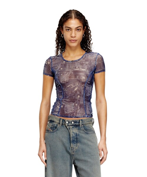 DIESEL（ディーゼル）の「ウィメンズ Tシャツ KASIA-DNM（ルームウェア/パジャマ・レディース・ブルー系その他・MEDIUM/SMALL/LARGE）」の4枚目の写真