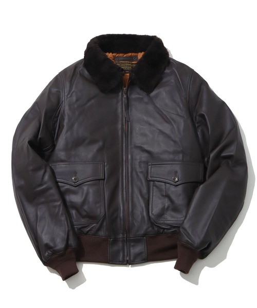 HOUSTON（ヒューストン）の「【HOUSTON/ヒューストン】G-1 LEATHER JACKET/G-1レザージャケット（ブルゾン・メンズ・ブラック/ブラウン・42/40/38）」の2枚目の写真