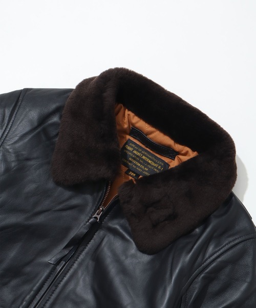 HOUSTON（ヒューストン）の「【HOUSTON/ヒューストン】G-1 LEATHER JACKET/G-1レザージャケット（ブルゾン・メンズ・ブラック/ブラウン・42/40/38）」の6枚目の写真