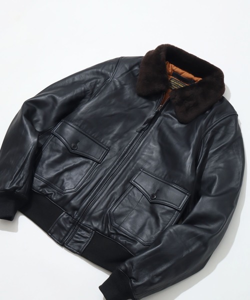 HOUSTON（ヒューストン）の「【HOUSTON/ヒューストン】G-1 LEATHER JACKET/G-1レザージャケット（ブルゾン・メンズ・ブラック/ブラウン・42/40/38）」の5枚目の写真