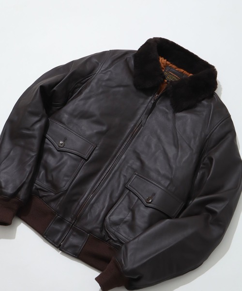 HOUSTON（ヒューストン）の「【HOUSTON/ヒューストン】G-1 LEATHER JACKET/G-1レザージャケット（ブルゾン・メンズ・ブラック/ブラウン・42/40/38）」の4枚目の写真