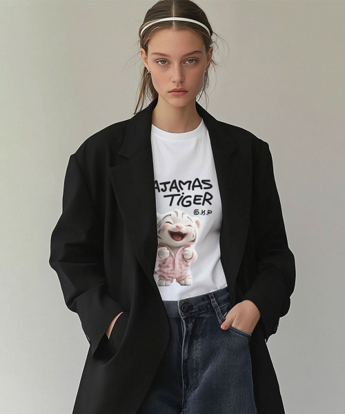 ONEHUNDREDPERCENT FOR WOMAN(ワンハンドレッドパーセントフォーウーマン)の「OHPxHARMONIAパジャマタイガーウーマンベーシック半袖(Tシャツ/カットソー・レディース・その他・S/M)」の3枚目の写真