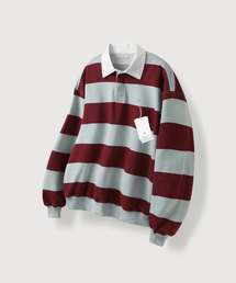 MOOD INSIDE（ムードインサイド）の「ストライプラグビー襟スウェットマンツーマン_Wine（スウェット）」