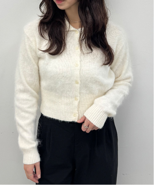 DAESE TOKYO(デセトウキョウ)の「『DAESE TOKYO/デセトウキョウ』モヘア襟付きWZIPPO(Tシャツ/カットソー・レディース・オフホワイト/チャコールグレー・FREE)」の1枚目の写真