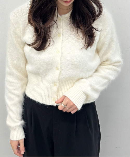 DAESE TOKYO(デセトウキョウ)の「『DAESE TOKYO/デセトウキョウ』モヘア襟付きWZIPPO(Tシャツ/カットソー・レディース・オフホワイト/チャコールグレー・FREE)」の9枚目の写真