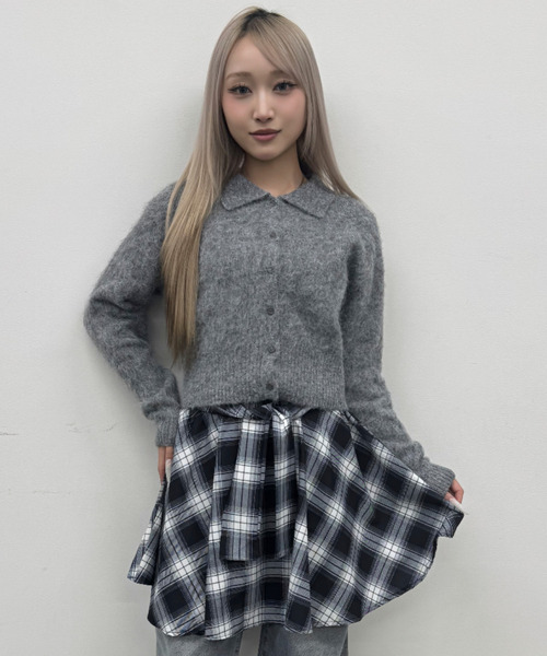 DAESE TOKYO(デセトウキョウ)の「『DAESE TOKYO/デセトウキョウ』モヘア襟付きWZIPPO(Tシャツ/カットソー・レディース・オフホワイト/チャコールグレー・FREE)」の12枚目の写真