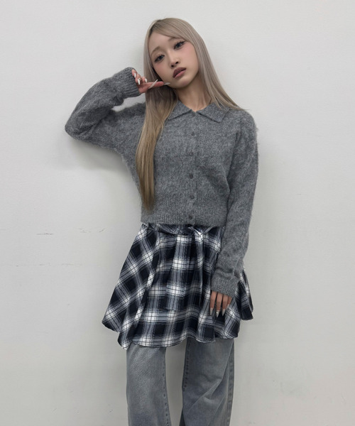 DAESE TOKYO(デセトウキョウ)の「『DAESE TOKYO/デセトウキョウ』モヘア襟付きWZIPPO(Tシャツ/カットソー・レディース・オフホワイト/チャコールグレー・FREE)」の11枚目の写真