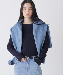 NANO universe | プリーツニットボートネックトップス(セットアップ可)(ニット/セーター)