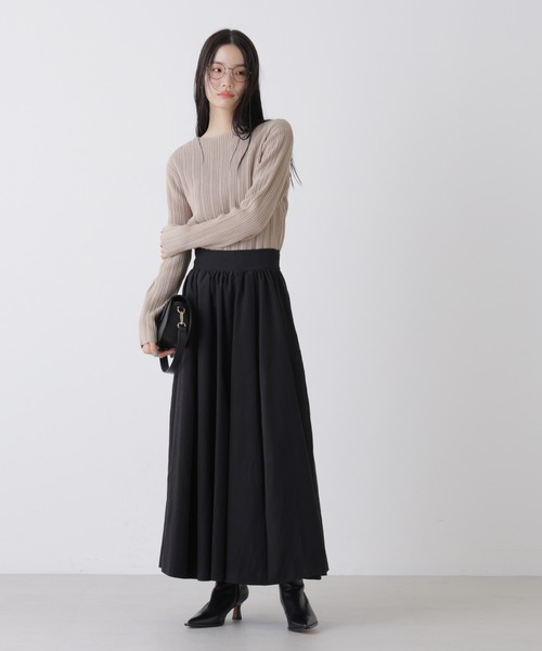 NANO universe（ナノユニバース）の「プリーツニットボートネックトップス(セットアップ可)（ニット/セーター・レディース・ライトベージュ/ベージュ系その他3/ダークネイビー・FREE）」の15枚目の写真