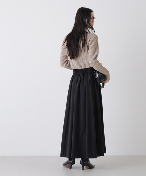 NANO universe（ナノユニバース）の「プリーツニットボートネックトップス(セットアップ可)（ニット/セーター・レディース・ライトベージュ/ベージュ系その他3/ダークネイビー・FREE）」の16枚目の写真