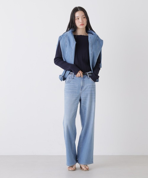 NANO universe（ナノユニバース）の「プリーツニットボートネックトップス(セットアップ可)（ニット/セーター・レディース・ライトベージュ/ベージュ系その他3/ダークネイビー・FREE）」の19枚目の写真