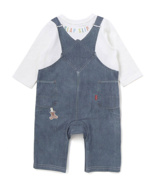 SLAP SLIP BABY（スラップスリップベビー）の「アニマルクマさんストライプサロペット重ね着風プリントロンパースベビー(60~80cm)（ロンパース・キッズ・ネイビー/ブルー・60cm/70cm/80ｃｍ）」の4枚目の写真