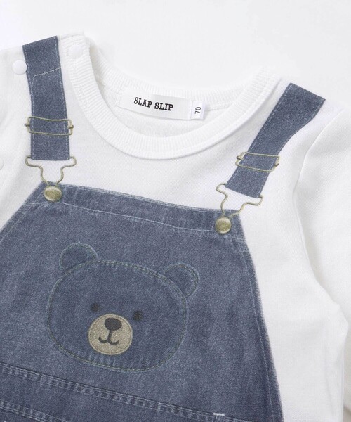 SLAP SLIP BABY（スラップスリップベビー）の「アニマルクマさんストライプサロペット重ね着風プリントロンパースベビー(60~80cm)（ロンパース・キッズ・ネイビー/ブルー・60cm/70cm/80ｃｍ）」の5枚目の写真