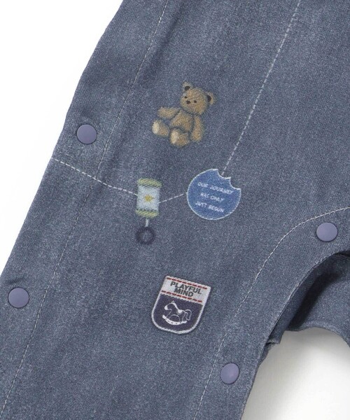 SLAP SLIP BABY（スラップスリップベビー）の「アニマルクマさんストライプサロペット重ね着風プリントロンパースベビー(60~80cm)（ロンパース・キッズ・ネイビー/ブルー・60cm/70cm/80ｃｍ）」の8枚目の写真