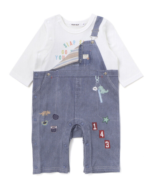 SLAP SLIP BABY（スラップスリップベビー）の「アニマルクマさんストライプサロペット重ね着風プリントロンパースベビー(60~80cm)（ロンパース・キッズ・ネイビー/ブルー・60cm/70cm/80ｃｍ）」の15枚目の写真