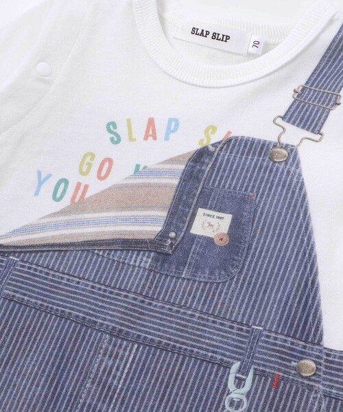SLAP SLIP BABY（スラップスリップベビー）の「アニマルクマさんストライプサロペット重ね着風プリントロンパースベビー(60~80cm)（ロンパース・キッズ・ネイビー/ブルー・60cm/70cm/80ｃｍ）」の17枚目の写真