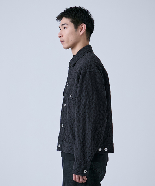 B.C STOCK（ベーセーストック）の「Deux Allures / ドゥ アリュール Lattice-Wave トラッカージャケット（その他アウター・メンズ・ブラック/ベージュ・FREE）」の16枚目の写真